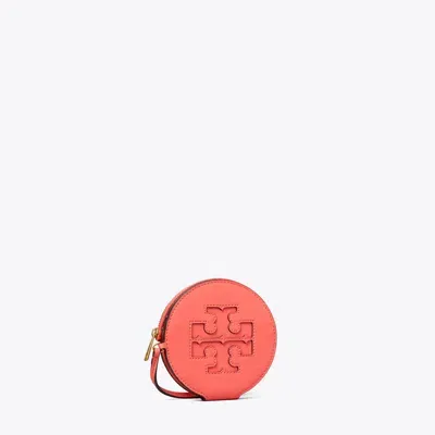 Tory Burch Ella Bio Circle Zip Card Case In Coral Crush