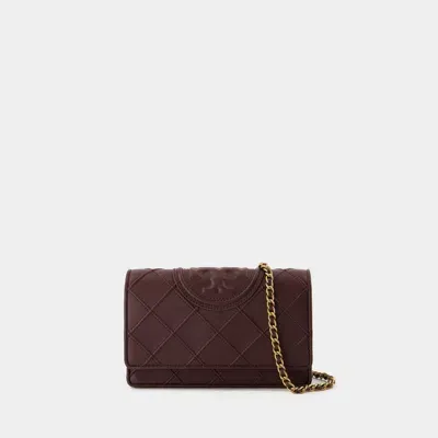 Tory Burch Fleming Soft Wallet On Chain In Brown