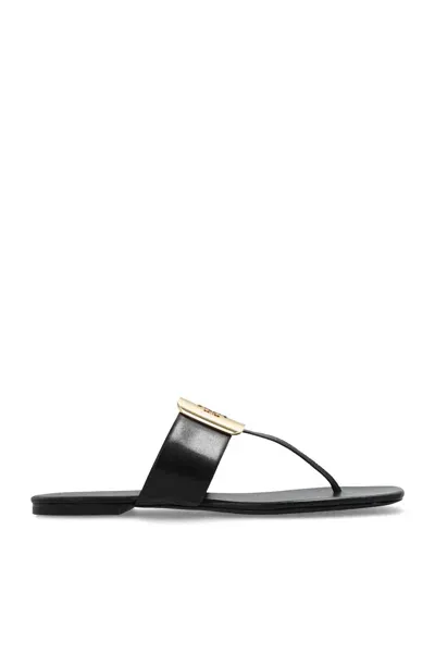 Tory Burch Georgia Logo-debossed Flip Flops In Black