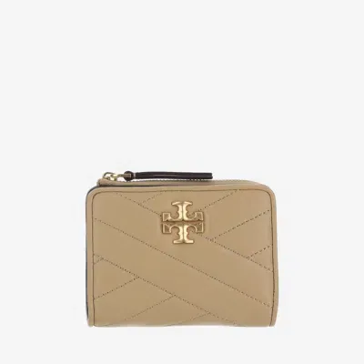 Tory Burch Kira Chevron Double Wallet In Beige