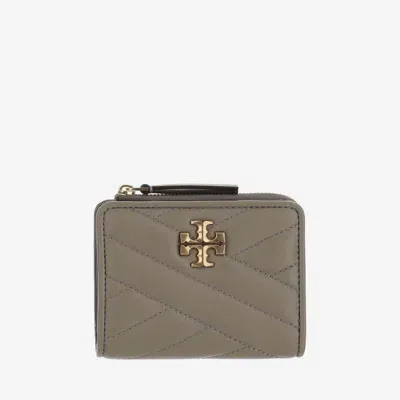 Tory Burch Kira Chevron Double Wallet In Gray