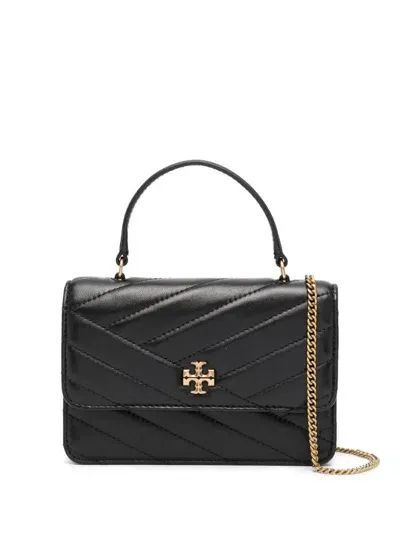 Tory Burch Kira Chevron Mini Top Handle Chain Wallet Accessories In Black