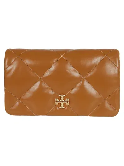 Tory Burch Kira Diamond Quilt Chain Wallet In Tan