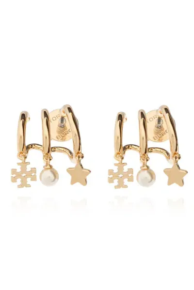 Tory Burch Kira Embellished Earrings In Gold