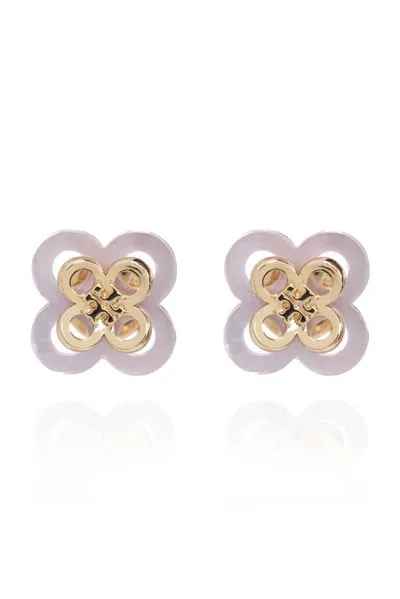 Tory Burch Logo Detailed Earrings In Gold