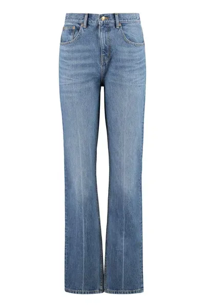 Tory Burch Mid-rise Straight-leg Denim Jeans In Light Wash