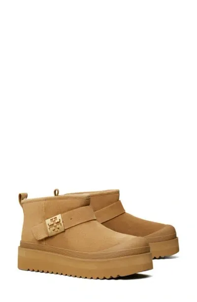 Tory Burch Mellow Genuine Shearling Lined Platform Boot In Chestnut