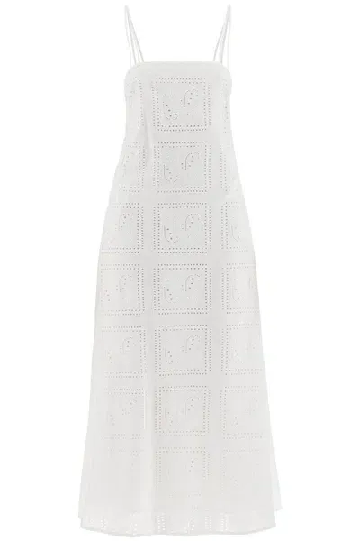 Tory Burch Abito Midi In Pizzo In White