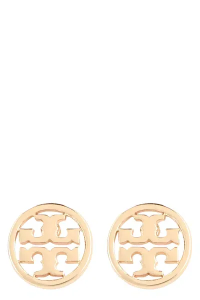 Tory Burch Miller Logoed Earrings In Gold