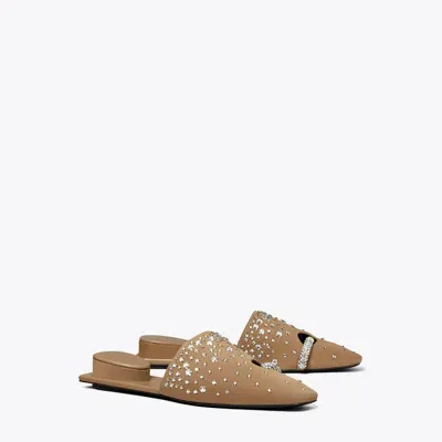 Tory Burch Pierced Crystal Mule In River Rock