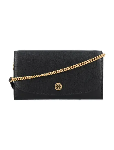 Tory Burch Robinson Chain Wallet In Blue