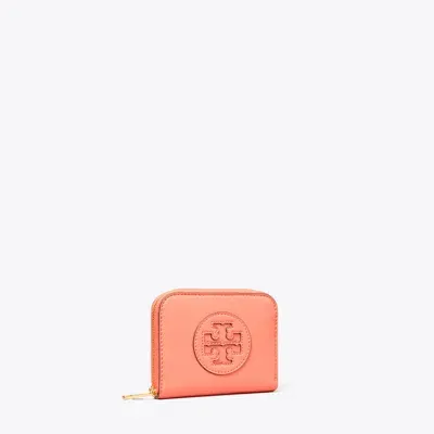 Tory Burch Small Ella Bio Zip Wallet In Coral Crush