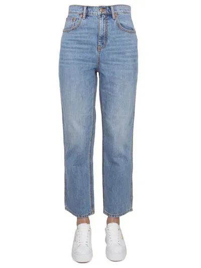 Tory Burch Straight Leg Jeans In Denim