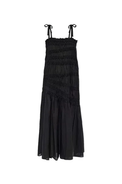 Tory Burch Strappy Pleated Dress In Black