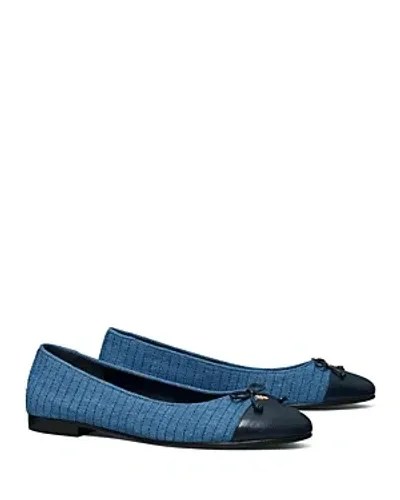 Tory Burch Matelassé Ballet Flats In Blue Denim Blend