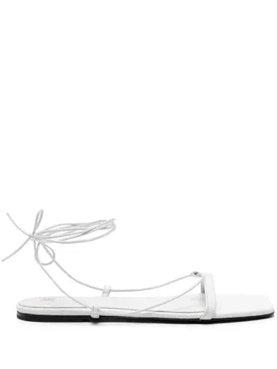 Toteme Main Leather Flat Sandals In White