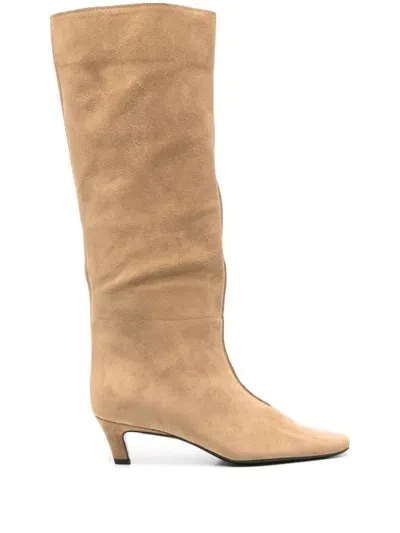 Toteme Pre The Wide Shaft Leather Boots In Neutral