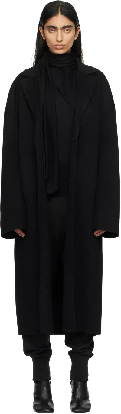 Totême Black Doublé Cocoon Coat In Black 001