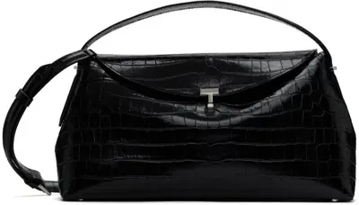 Totême T-lock Top Handle Black Croco In 001 Black