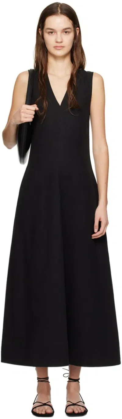 Totême Black V-neck Maxi Dress In 001 Black