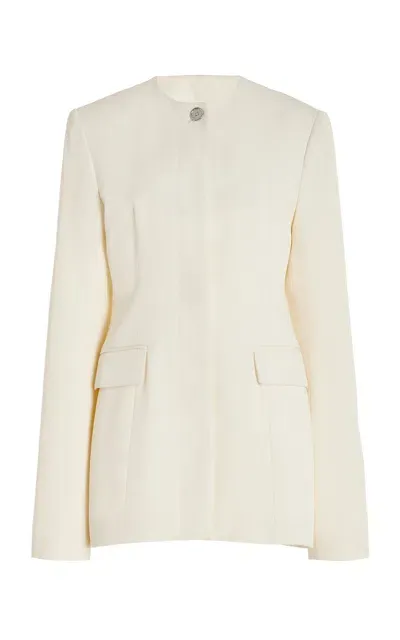 Totême Collarless Cinched Jacket In White