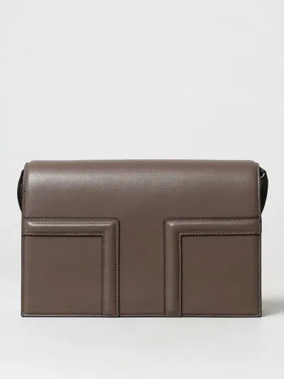 Totême T-flap Leather Shoulder Bag In Grey