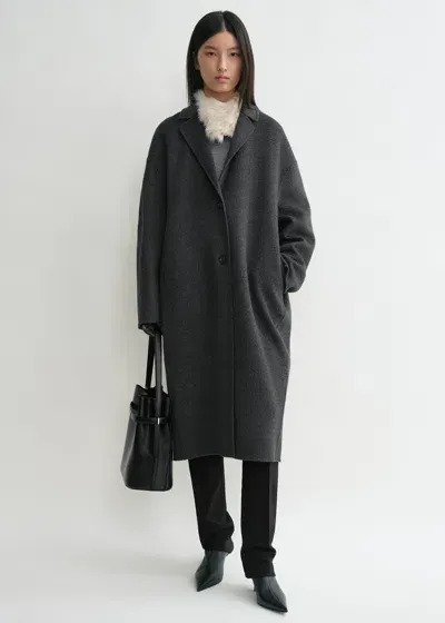 Totême Toteme Double Face Wool Cocoon Coat In Charcoal Melange