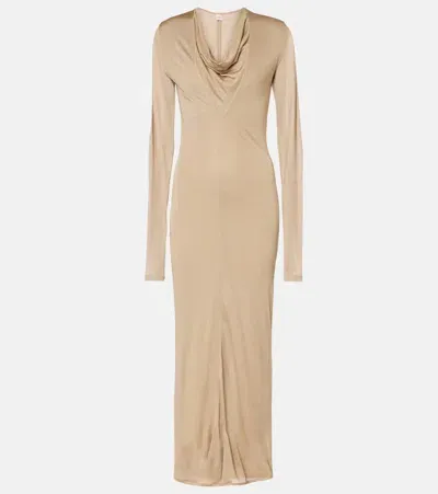 Totême Draped Jersey Midi Dress In Beige