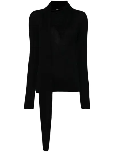 Totême Draped-scarf Fine Knit Top In Black