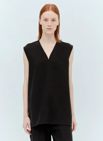 Totême Fluid V-neck Linen Blend Top In Black