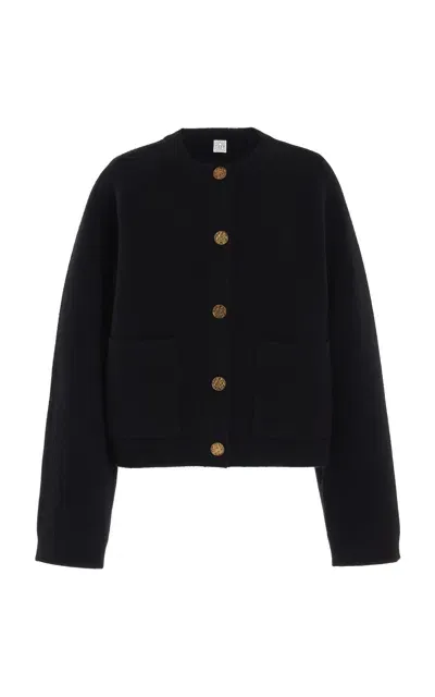 Totême Hammered-button Wool-cashmere Cardigan In Black