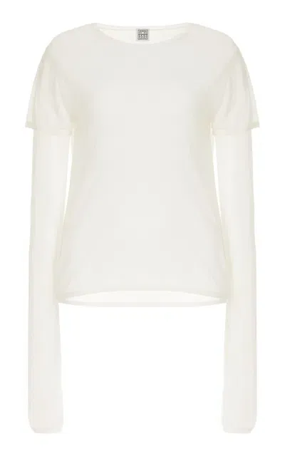 Totême Layered Knit Lyocell-cashmere Tee In Talc