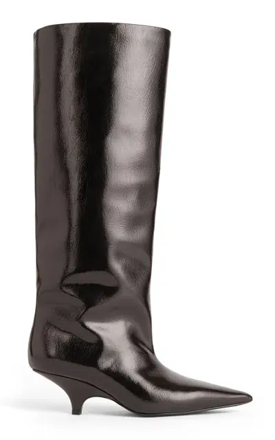 Totême Leather Knee Boots In Brown