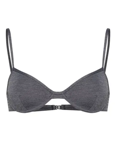 Totême Mélange-effect Bikini Top In Grey