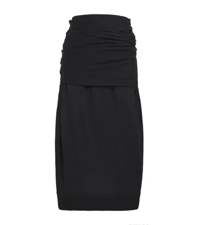 Totême Merino Wool-silk Midi Skirt In Black