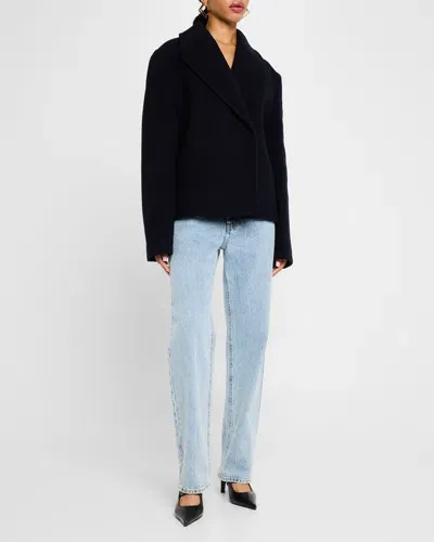 Totême Oversized Cropped Wool Peacoat In Navy