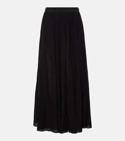 Totême Black Crinkled Plissé Maxi Skirt