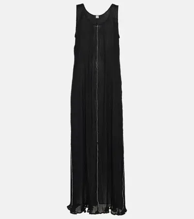 Totême Plissé Maxi Dress In Black