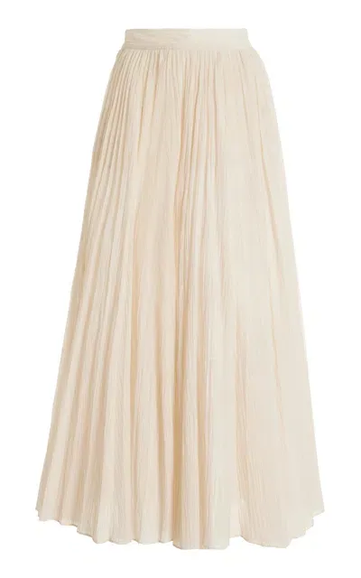 Totême Plissé Organic Cotton Chiffon Maxi Skirt In Meringue