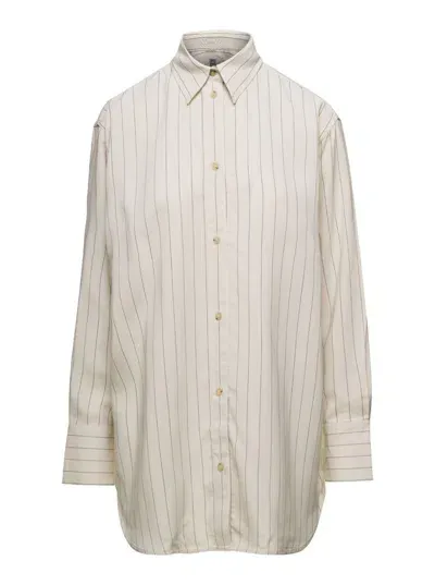 Totême Relaxed Pinstriped Shirt In White/black