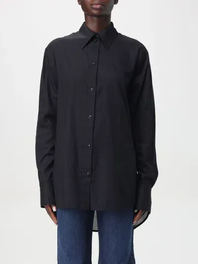 Totême Navy Silk Shirt In Schwarz