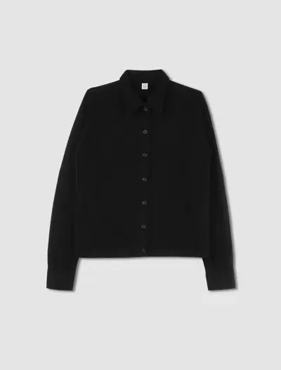 Totême Shirt With Raglas Sleeves In Cashmere In Black