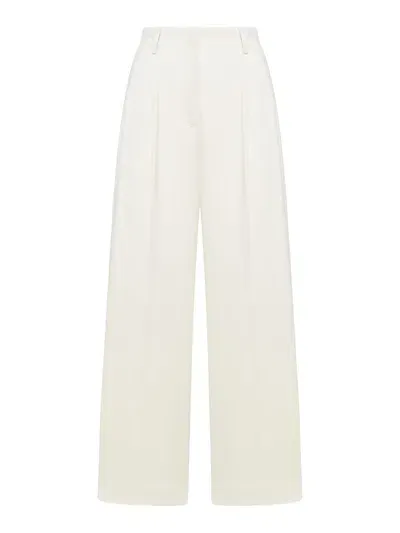 Totême Pleated Silk And Organic Cotton-blend Corduroy Wide-leg Pants In White