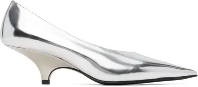 Totême Silver 'the Wedge' Heels In 205 Mirror Silver