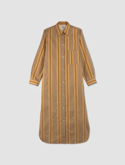 Totême Stripe-pattern Shirt Dress In Caramel