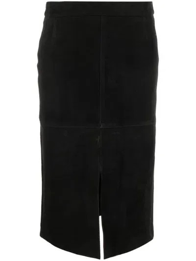 Totême Suede Midi Skirt In Black