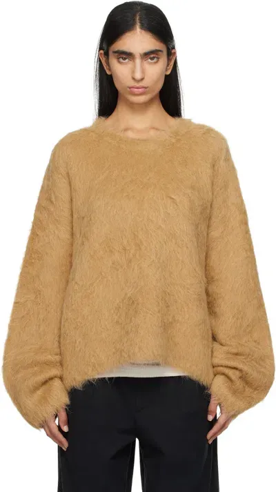 Totême Tan Boxy Alpaca Knit Sweater In Camel Melange 159