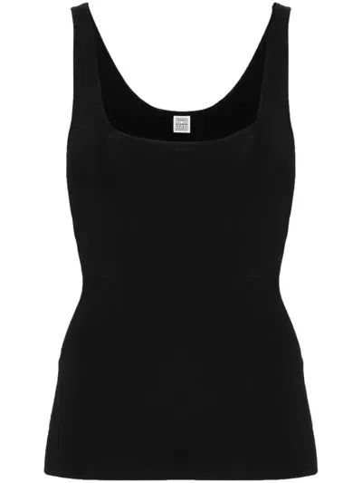 Totême Fine-knit Tank Top In Black