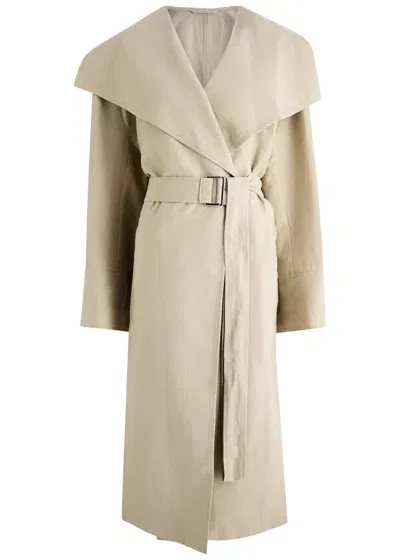 Totême Signature Linen-blend Coat In Beige