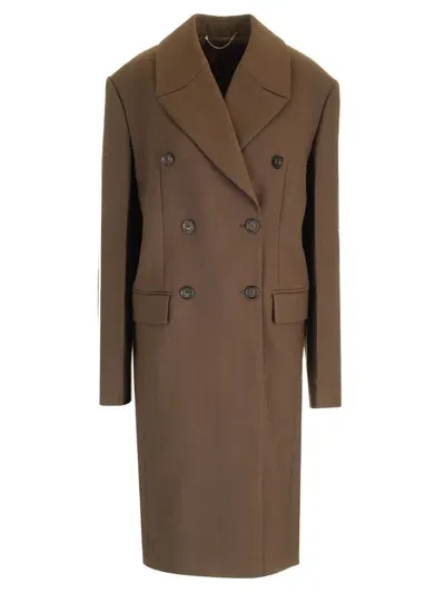 Totême Broad Double-breasted Midi Coat In Brown